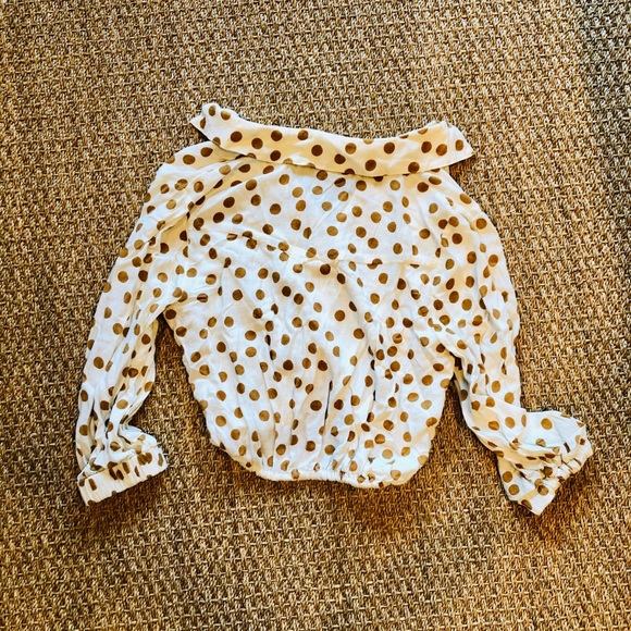 Cream and Brown/Orange Polka Dot Crop Top - Picture 2 of 4